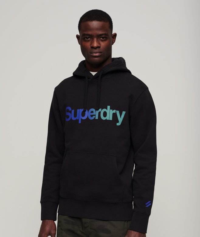 Superdry Core Logo Hoodie met Losse Pasvorm Zwart