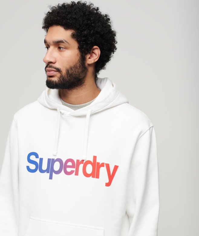 Superdry Core Logo Hoodie met Losse Pasvorm Wit