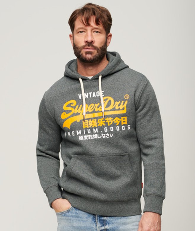 Superdry Vintage Logo Duo Hoodie Donkergrijs