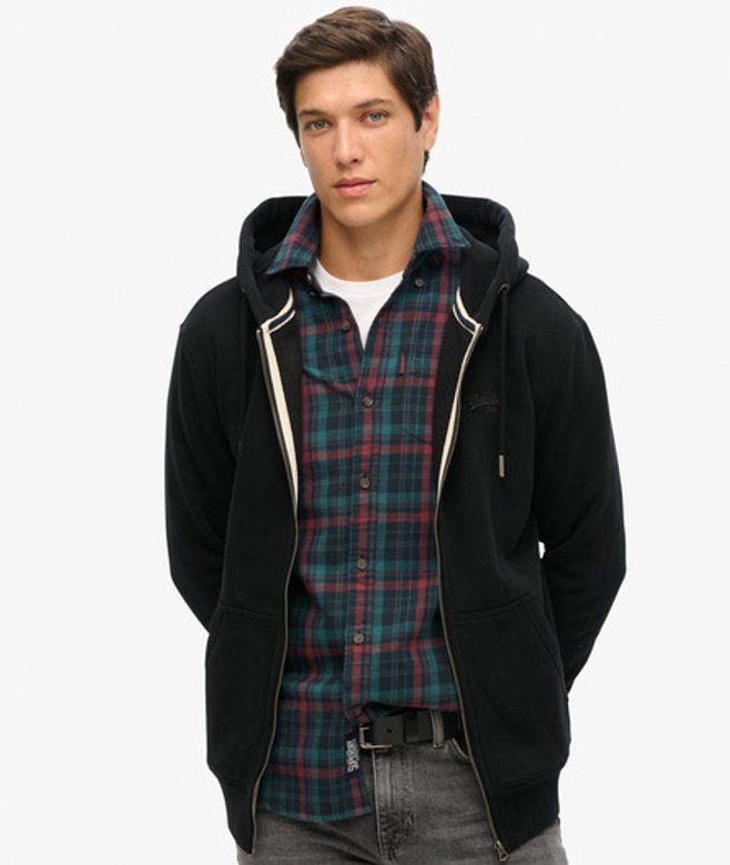 Superdry Essential Logo Hoodie met Rits Zwart
