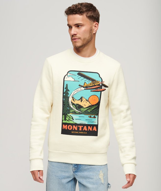 Superdry Travel Postcard Sweatshirt met Ronde Hals en Grafische Print Wit