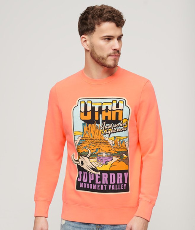 Superdry Neon Travel Sweatshirt met Losse Pasvorm Oranje