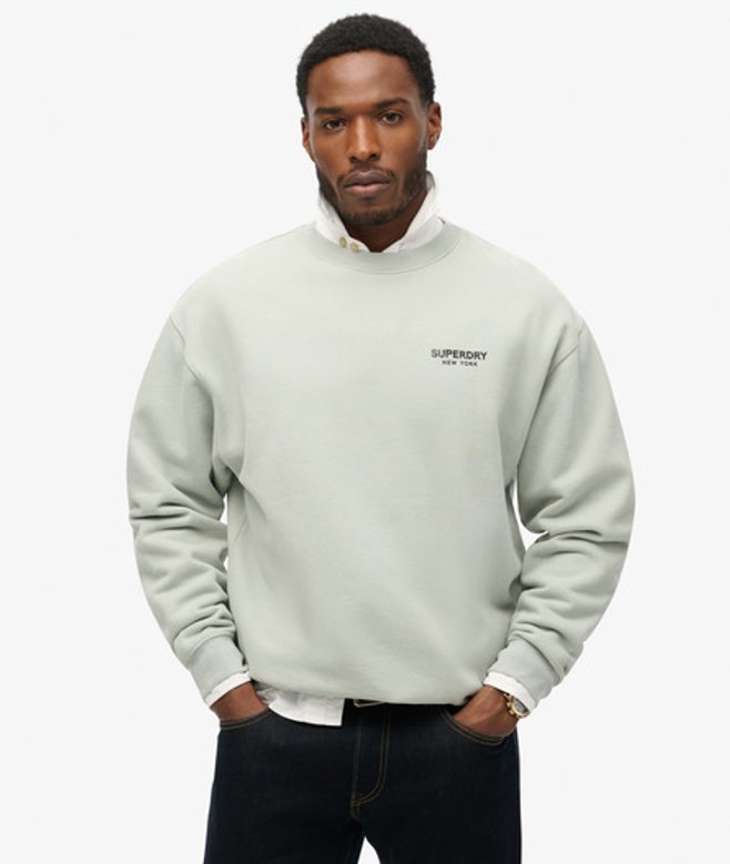 Superdry Luxe Sport Sweatshirt met Losse Pasvorm en Ronde Hals Lichtgrijs