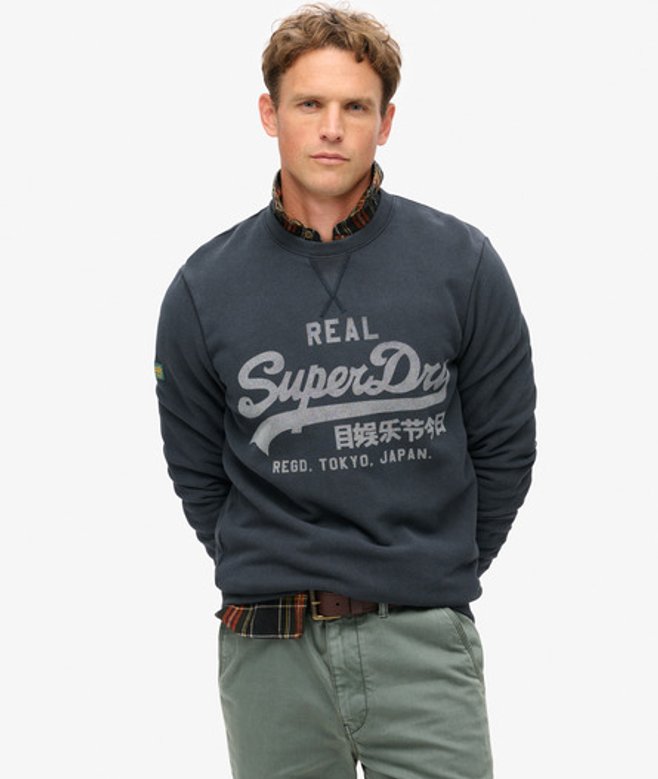 Superdry Sweatshirt met Klassiek Vintage Logoprint Blauw