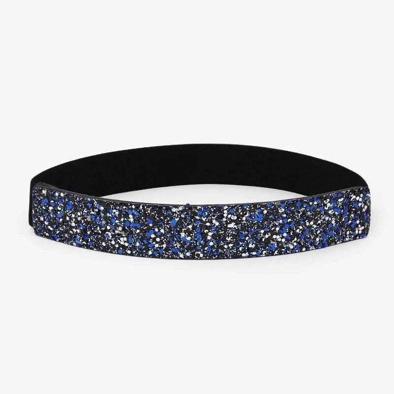 Mango Event Glanzende Rijnsteen Pailletten Corst Elastische Riem Voor Vrouwen Ingelegde Imitatie Diamant Elastische Riemen Flitskleur Dames Mode Jurk 70cm