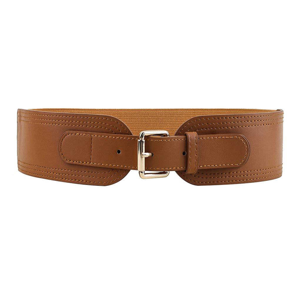 XYNN Elastische dames tailleband vierkante pin gesp mode riem Stretch brede riem met colbert