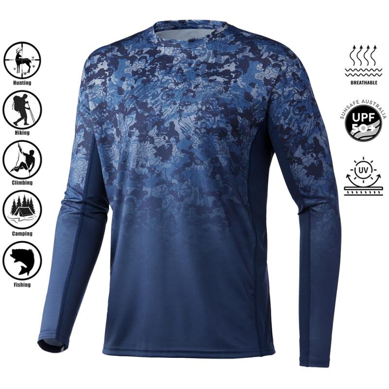 ETST 007 Herenshirt UV-bescherming Buitensporten Ronde hals Tops, Hardloopzon T-shirts UPF50+ Heren Lange Mouw Visshirt - Ademend 6XL