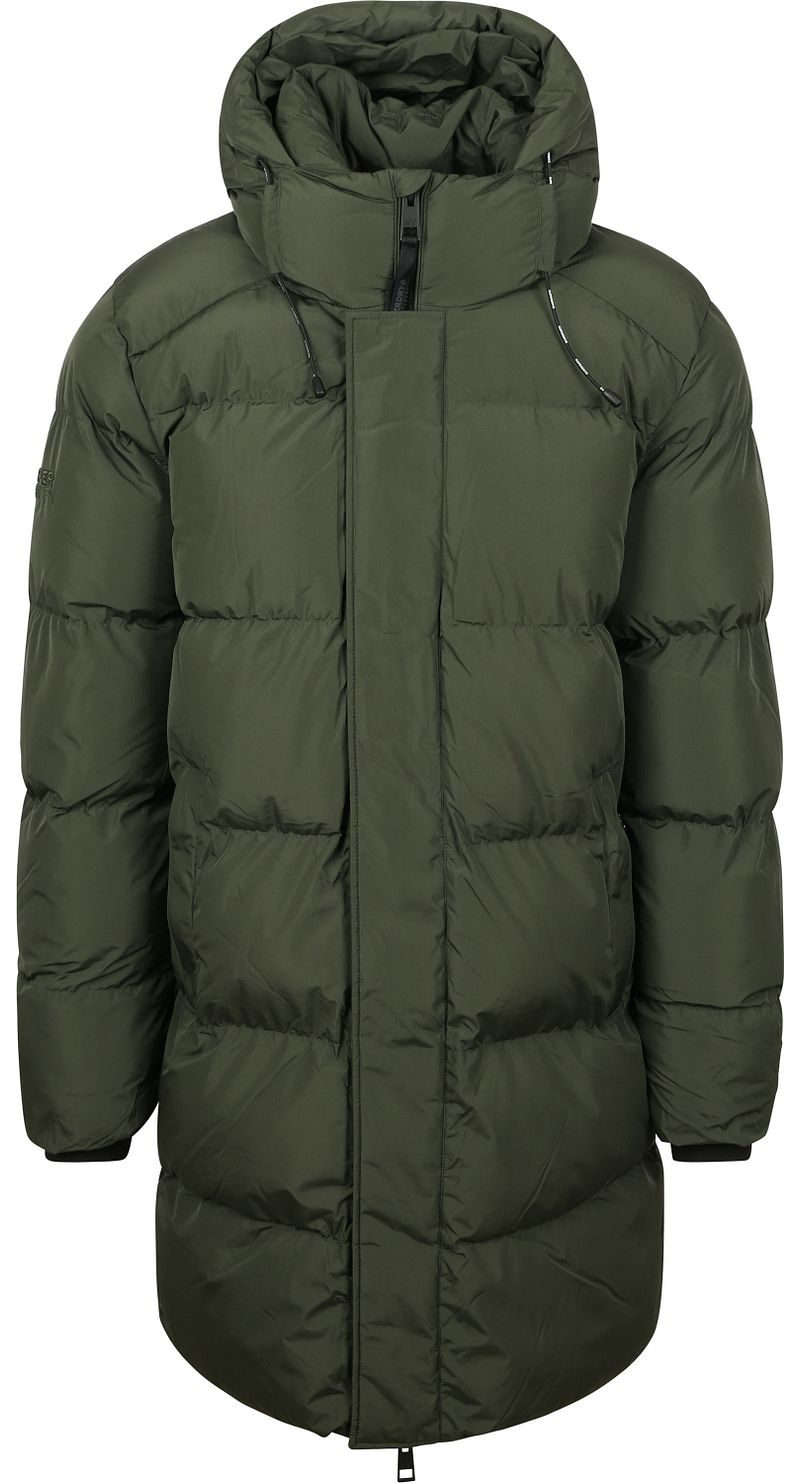 Superdry Lange Pufferjas Hooded Mosgroen