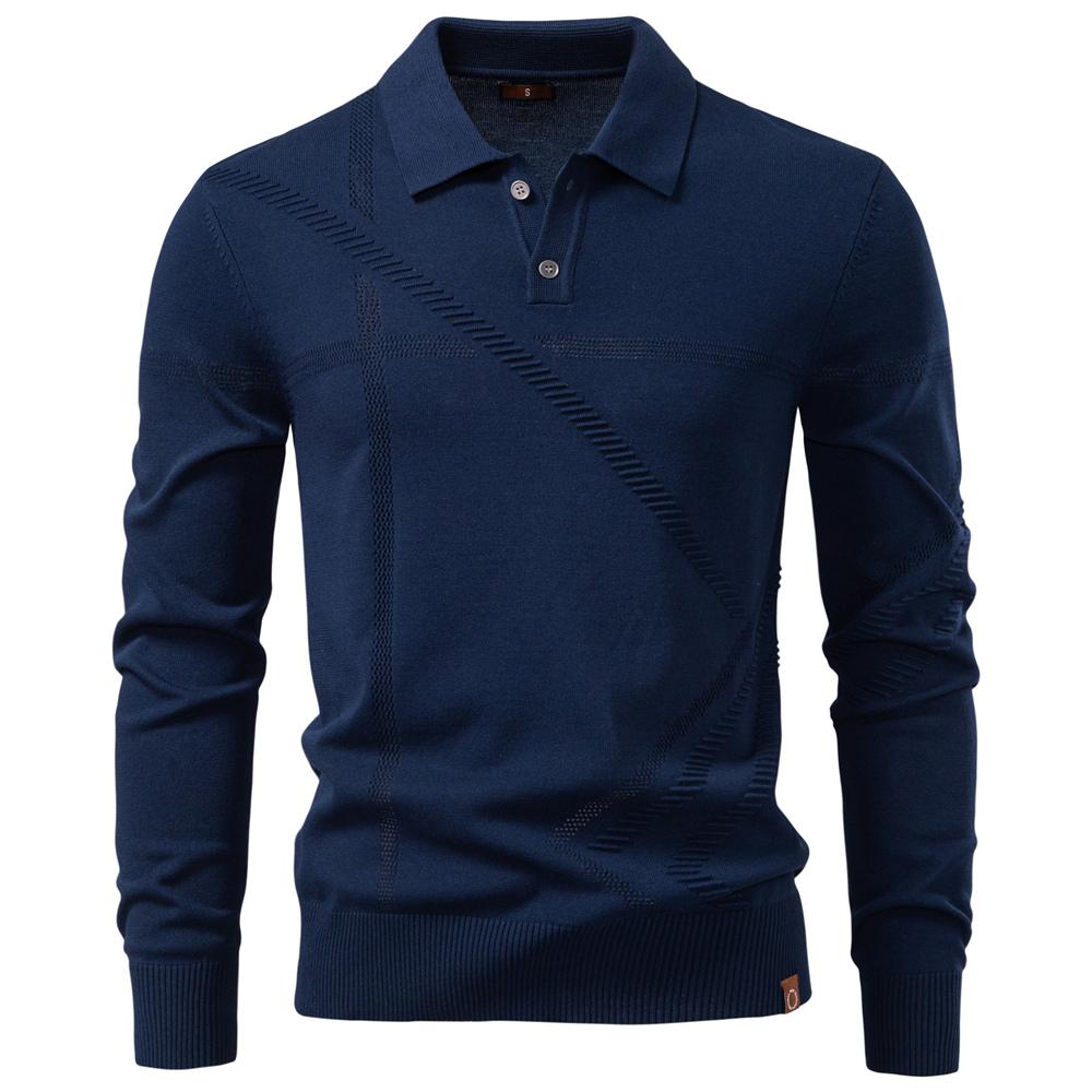 AIOPESON 2025 Herfst Winter Thermisch Comfort Heren Polo Trui Effen Streep Lange Mouw Slim Fit Trui Heren EUR S 55-65kg