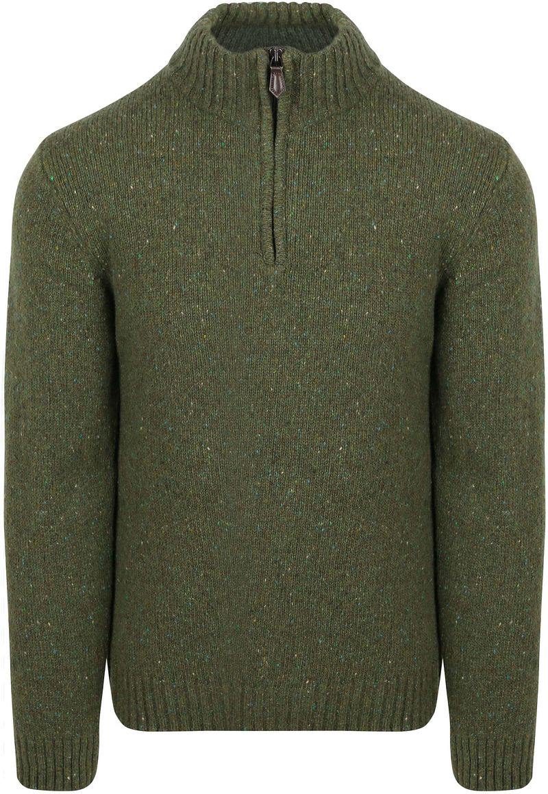 Suitable Half Zip Trui Donnegal Tweed Eco Wool Groen