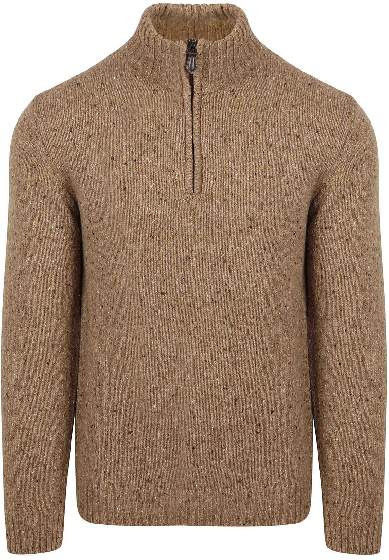 Suitable Half Zip Trui Donnegal Tweed Eco Wool Beige
