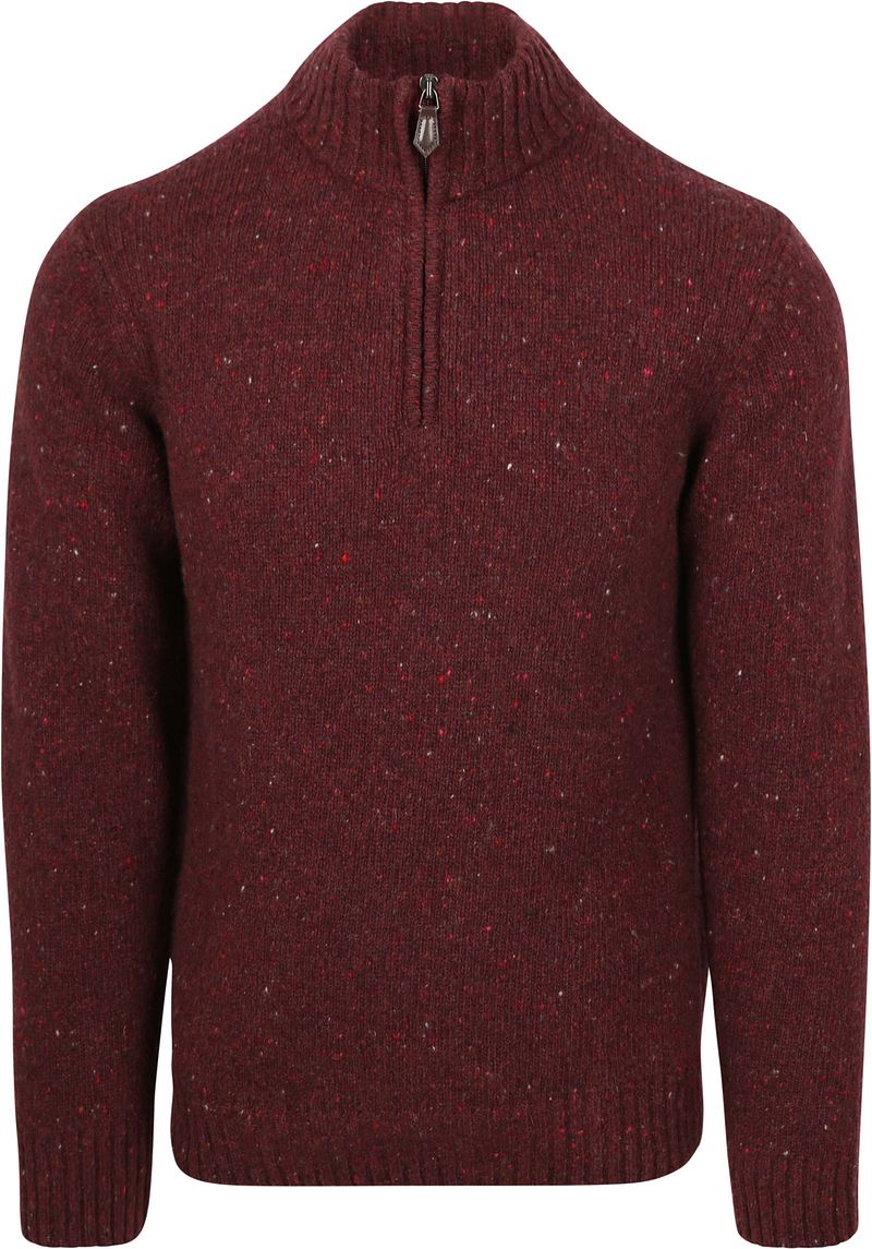 Suitable Half Zip Trui Donnegal Tweed Eco Wool Bordeaux