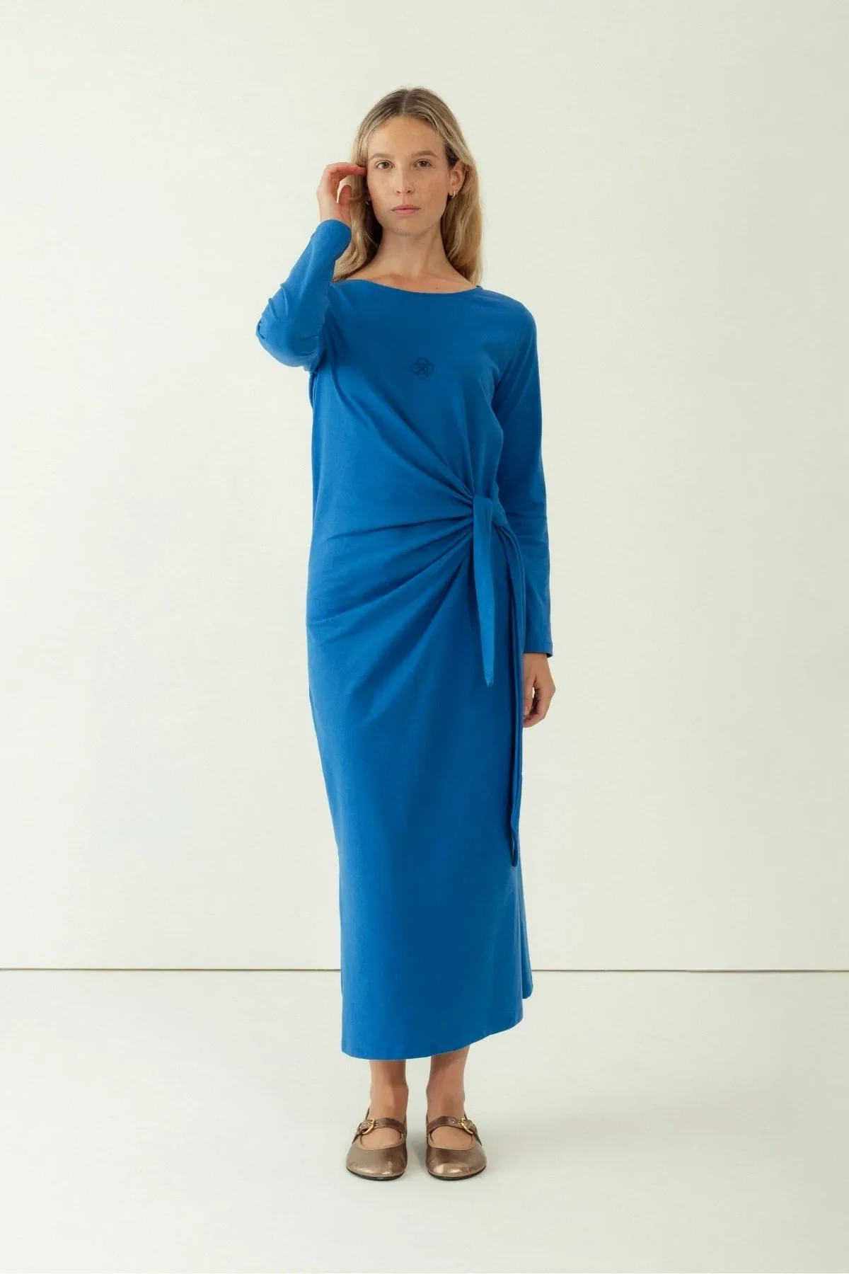 Clotsy Damen vegan Kleid Maxine Blau