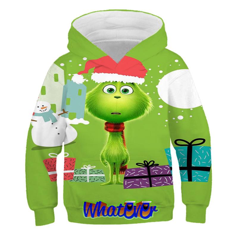 MINISO 2025 Kerst Grin-Chi Hoodie Kleding voor Kinderen Jongens Meisjes Mode Hoodie Lange Mouw Top Oversized Streetwear Vintage Jas met Capuchon 3-4 Years