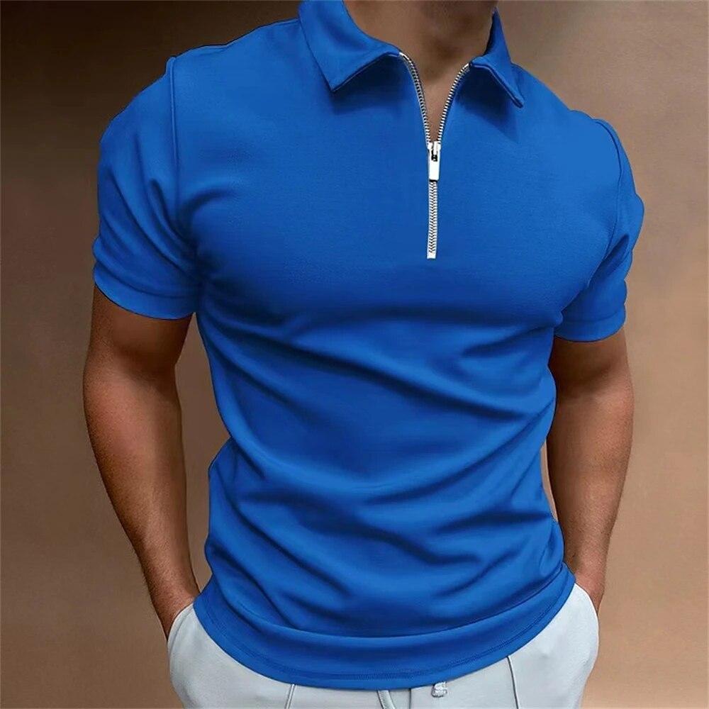 Colorful Supply Eenvoudig poloshirt voor heren Effen golfkleding Dagelijks casual Poloshirts met rits van hoge kwaliteit Zomer Ademend Sneldrogend Herenkleding 2XL