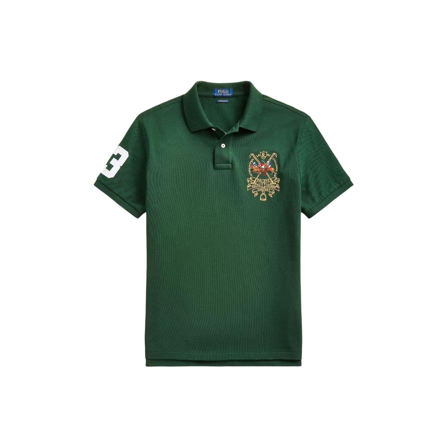 Ralph Lauren Polo  Logo Geborduurd Casual Gebreid Korte Mouw Poloshirt Heren Poloshirts Donkergroen 710807546-005 S
