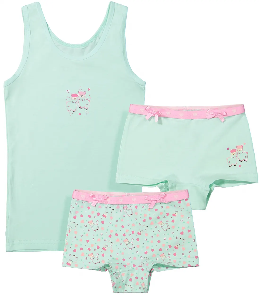 Funderwear/Fun2wear Funderwear meisjes ondergoed - meisjes setje - Alpaca - 2 Boxershorts en hemd setje kind