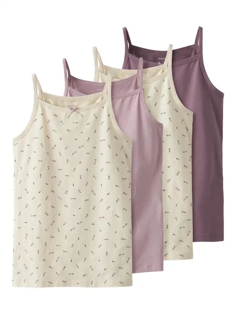 Name it 4-pak meisjes hemdjes - Buttercream - Multipack katoenen onderhemden kinderen