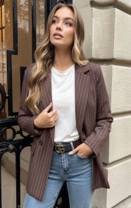Jurkjes Gestreepte Oversized Blazer Choco