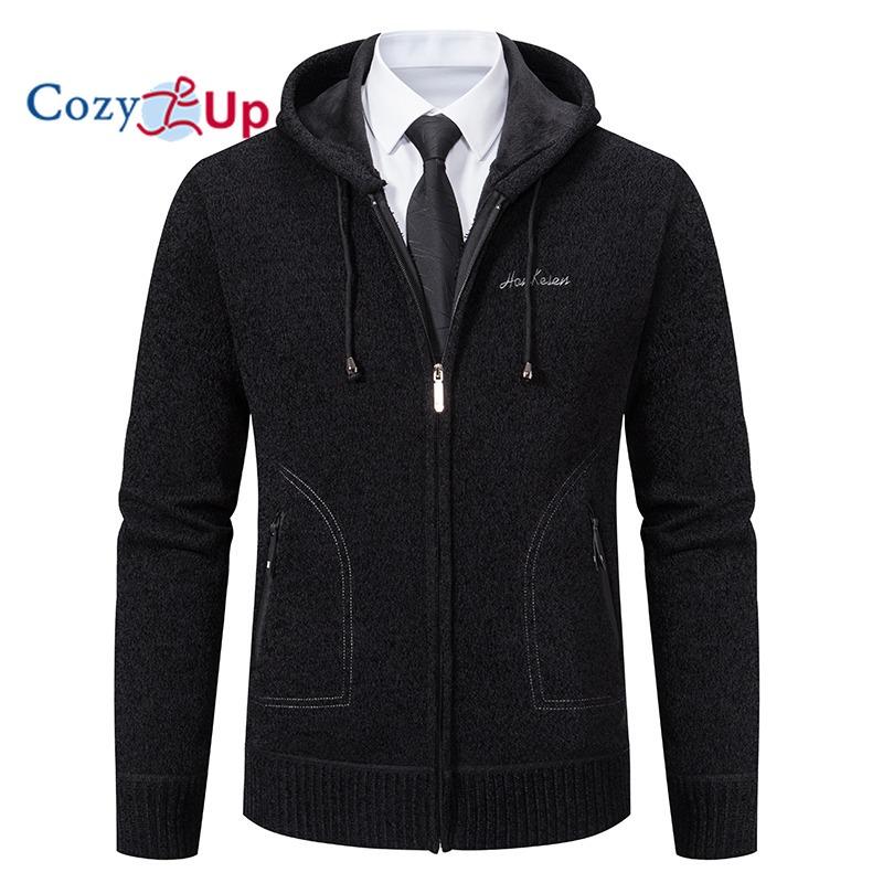Cozy Up Cosy Up Heren Casual Vest Met Capuchon Truien Slim Fit Dikke Gebreide Trui Met Volledige Rits Winter Herfst Jassen Met Zakken XL zwart