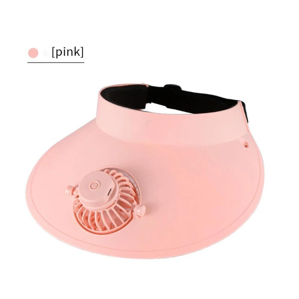 NATAWA 1pc Fan Cap Zomer Zonnescherm Zonnebrandcrème Ventilator Buiten USB Stroomkabel Hoed Ventilator Zomerbenodigdheden Drie Snelheid Wind roze