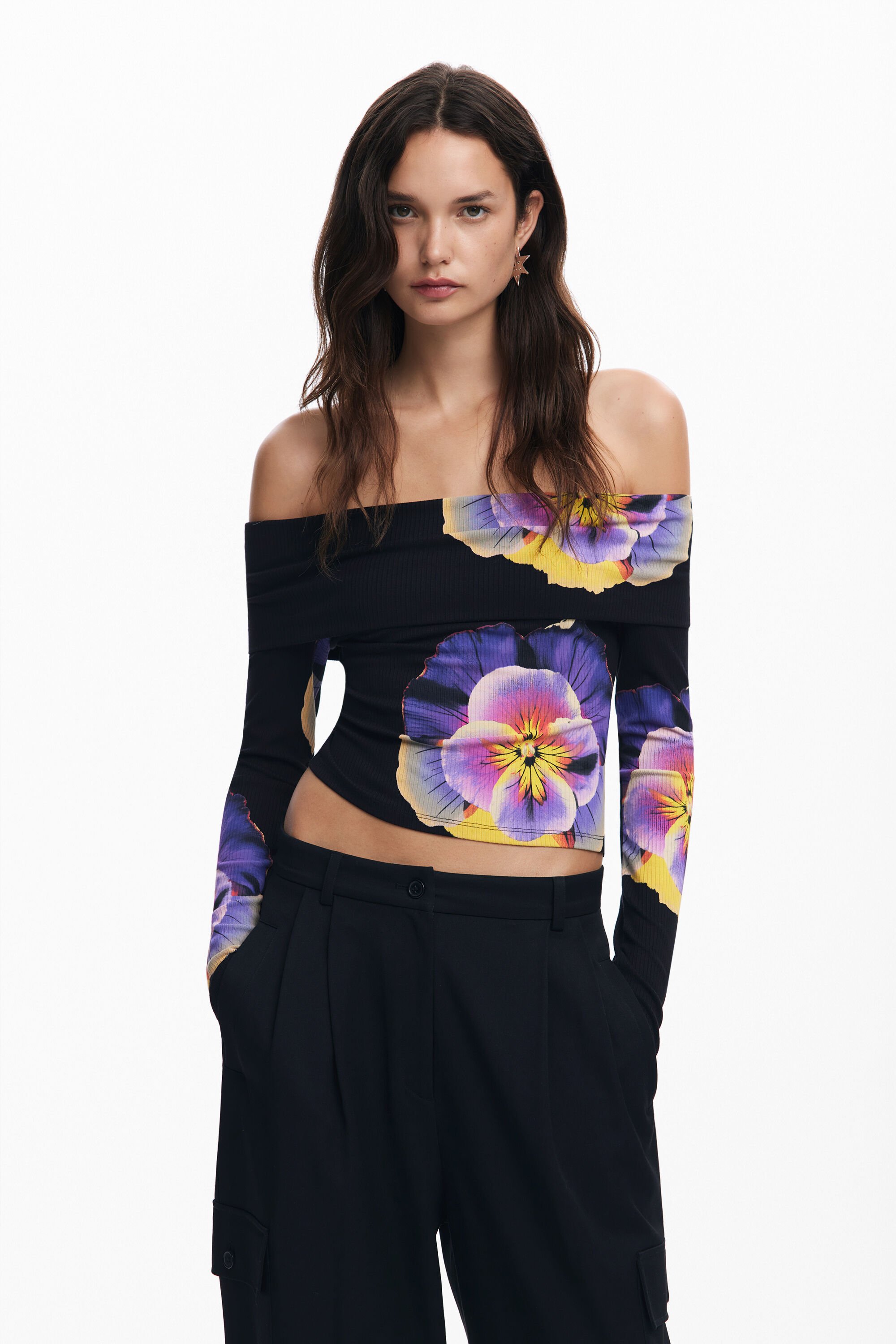 Desigual Bloemenprint T-shirt M. Christian Lacroix - BLACK