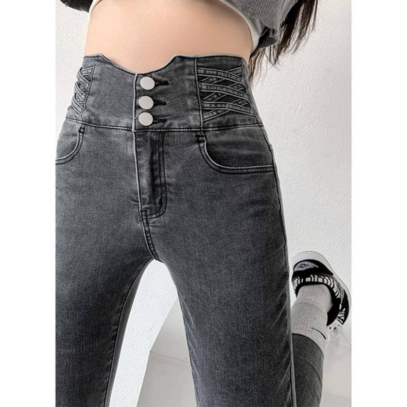 Fashion bag01 Skinny Pencil Jeans Vier Knopen Vintage Hoge Taille Vrouwen Slim Stretch Denim Broek Strakke Broeken Dames Broeken XXL