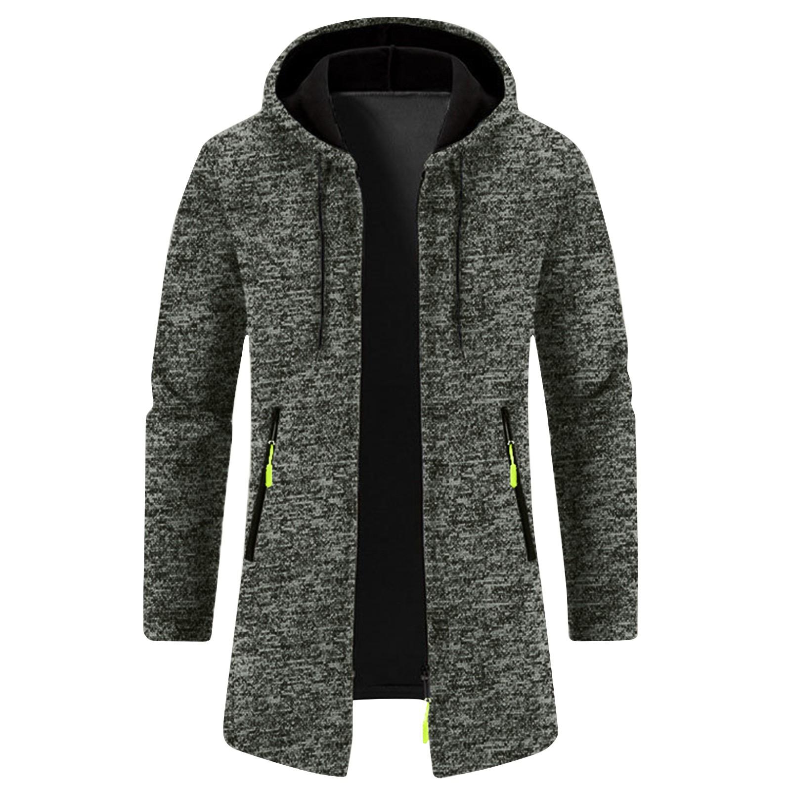 Winnerer Uranus Heren Lente Capuchon Medium Lange Dunne Fluwelen Losse Grote Maat Trui Jas Cardigan Top Jas XXL