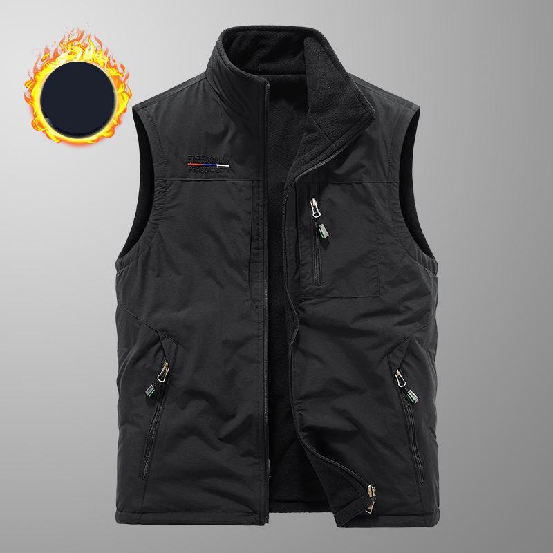Jianchi Mall AA Herfst/winter Plus fluwelen vest Outdoor sportvest voor mannen van middelbare leeftijd en oudere mannen Snel drogend multi-pocket vrijetijdsvest M