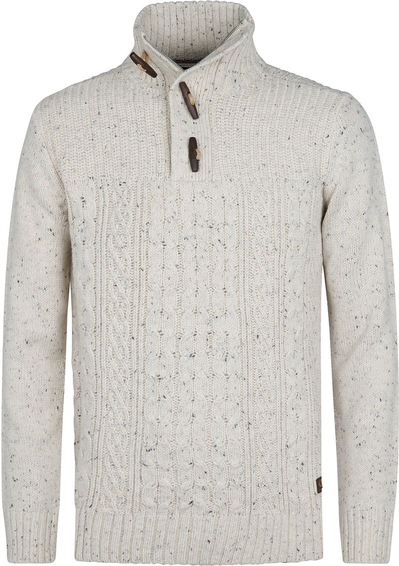 Petrol Kabeltrui Half Zip Hamilton Ecru
