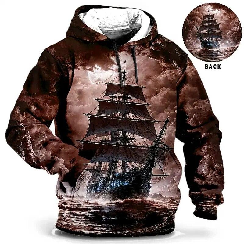 ETST 07 Vintage hooded sweatshirt heren hoodie schip grafische T-shirt 3D print trui oversized herenkleding top mannelijke herfst streetwear 2XL