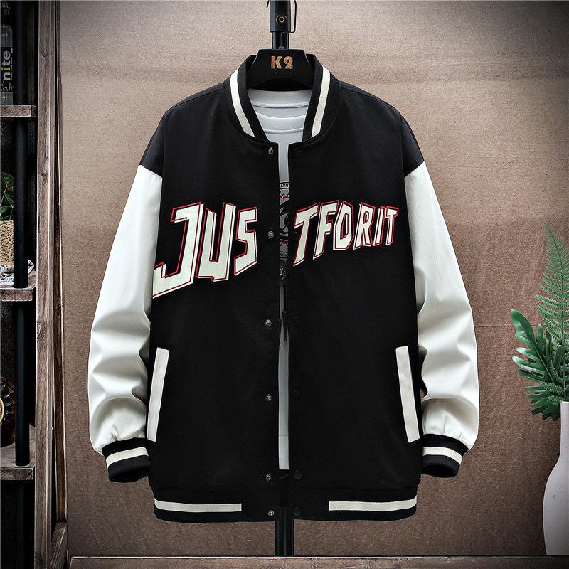 The Two Heren Fleece Gevoerd Streetwear Baseball Jack - Plus Size, Lente/Herfst Casual Trend 8XL