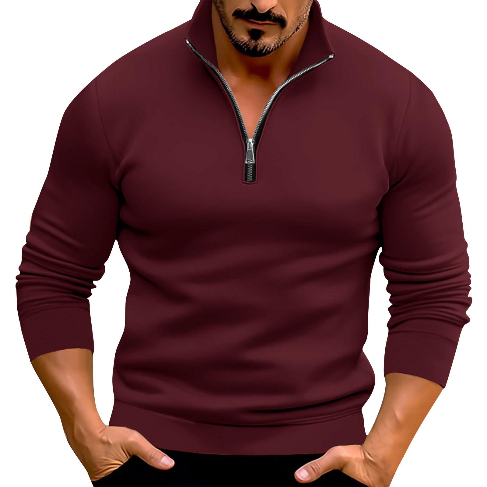 Linglong Heren T-shirt met lange mouwen, lente- en herfsttrui met lange mouwen L wijn