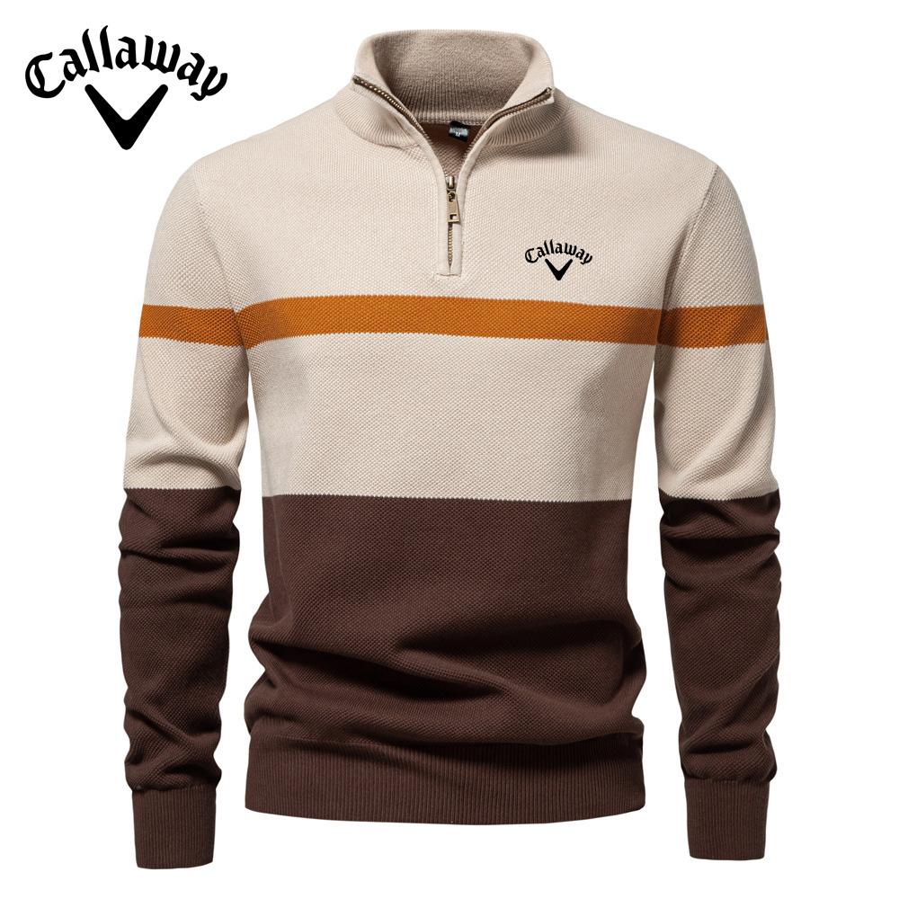 Callaway 2025 Herfst/Winter Geborduurde Nieuwe Grote Opstaande Kraag Heren Trui Halve Rits Kleurblok Gebreide Trui Kwaliteit Herenkleding XL