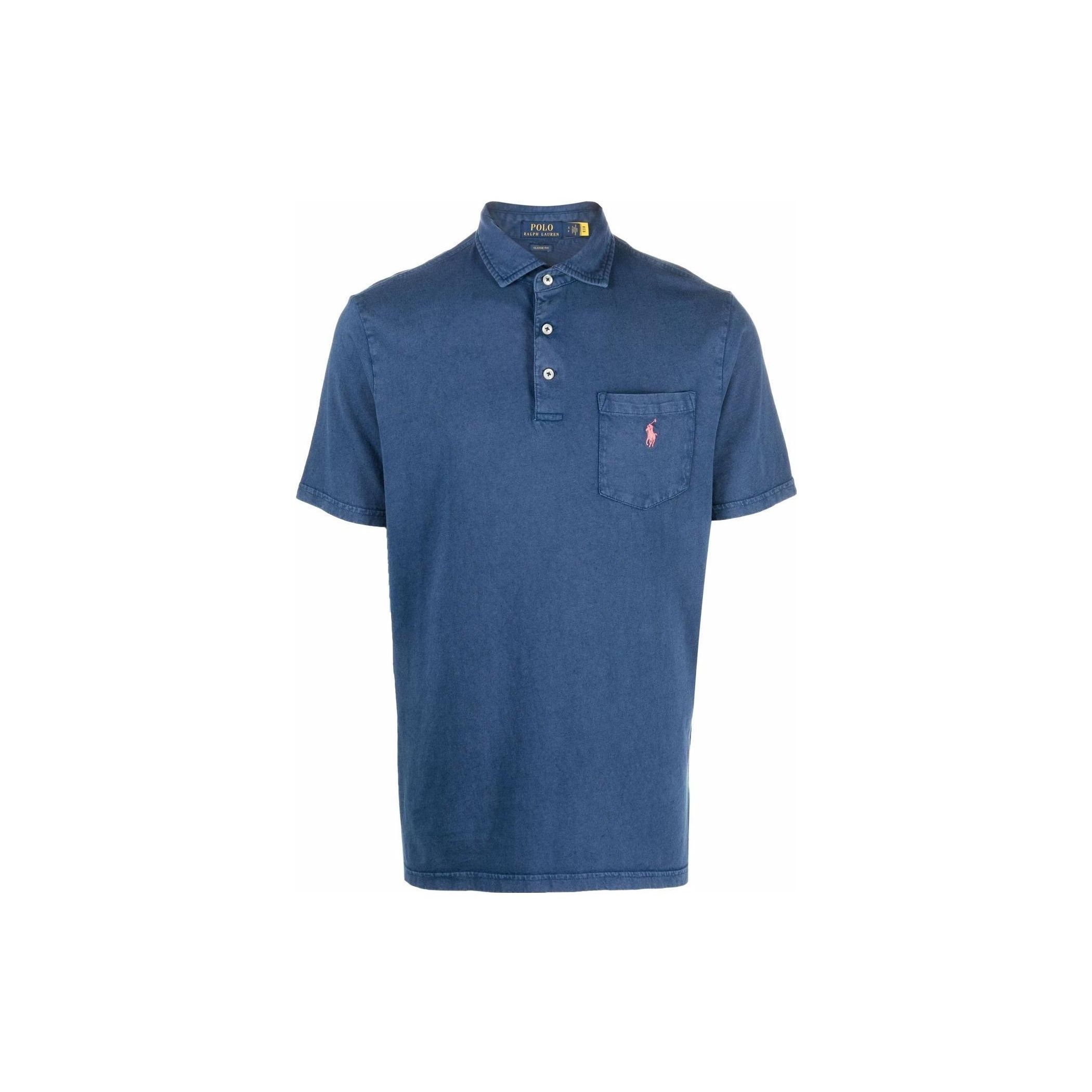 Ralph Lauren Polo  Effen Kleur Katoen Linnen Korte Mouw Poloshirt Heren tops Blauw 710860390001LIGHT XL