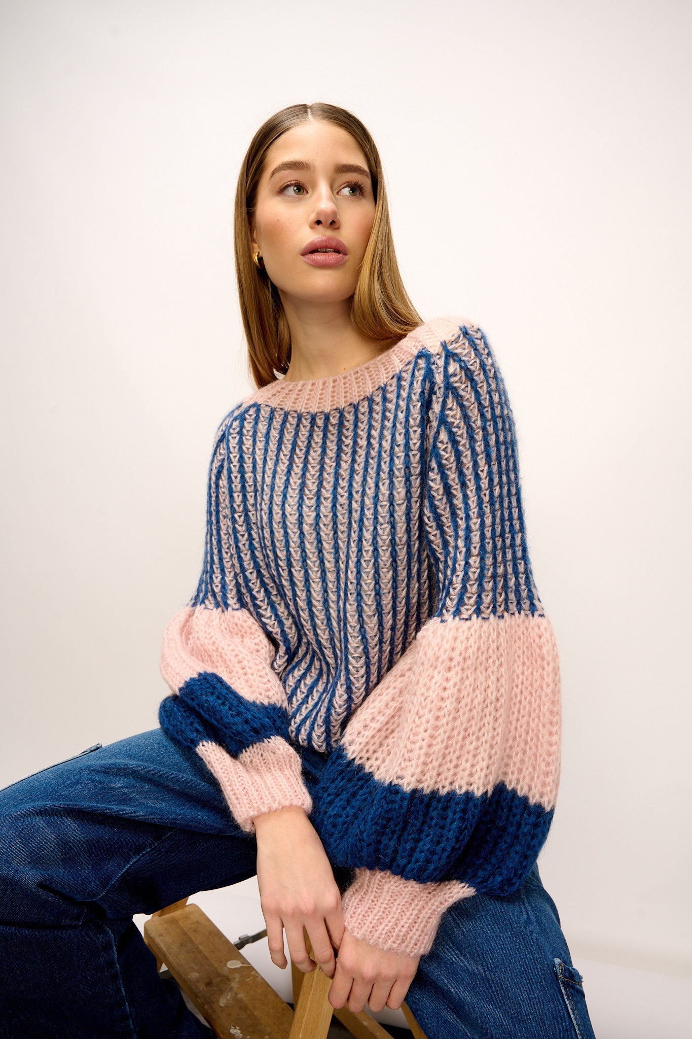 Noella Liana Knit Sweater Rose/Navy
