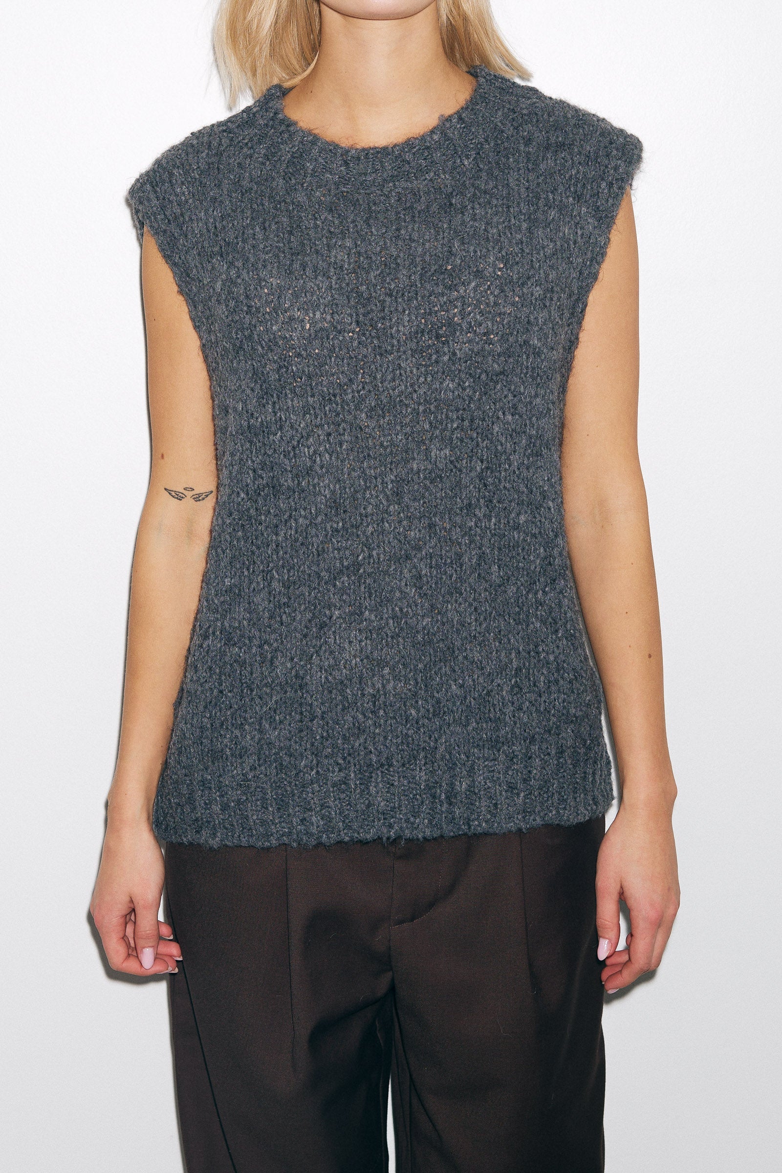 Noella Kala Knit Vest Dark Grey Melange