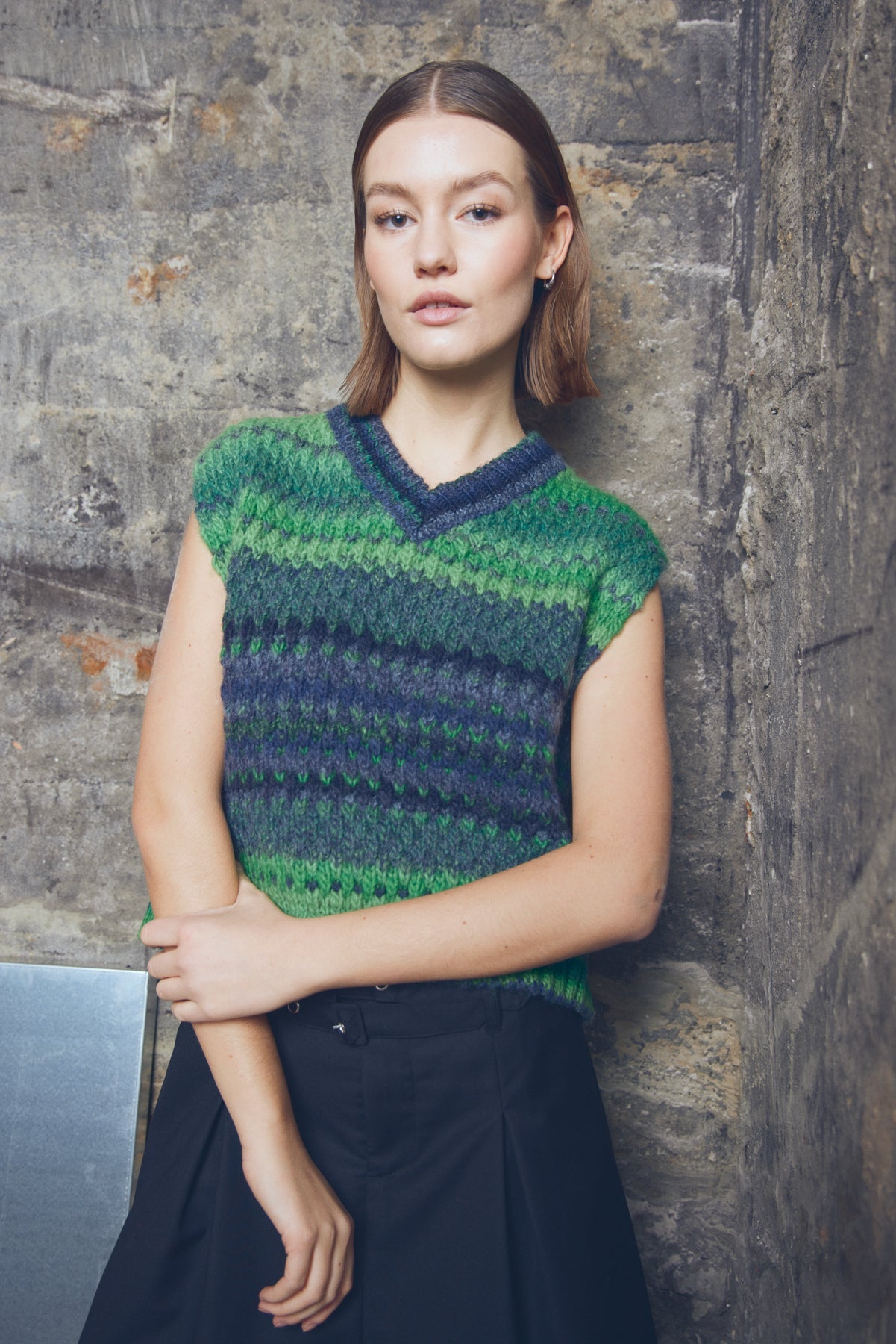 Noella Gio Knit Vest Green Mix