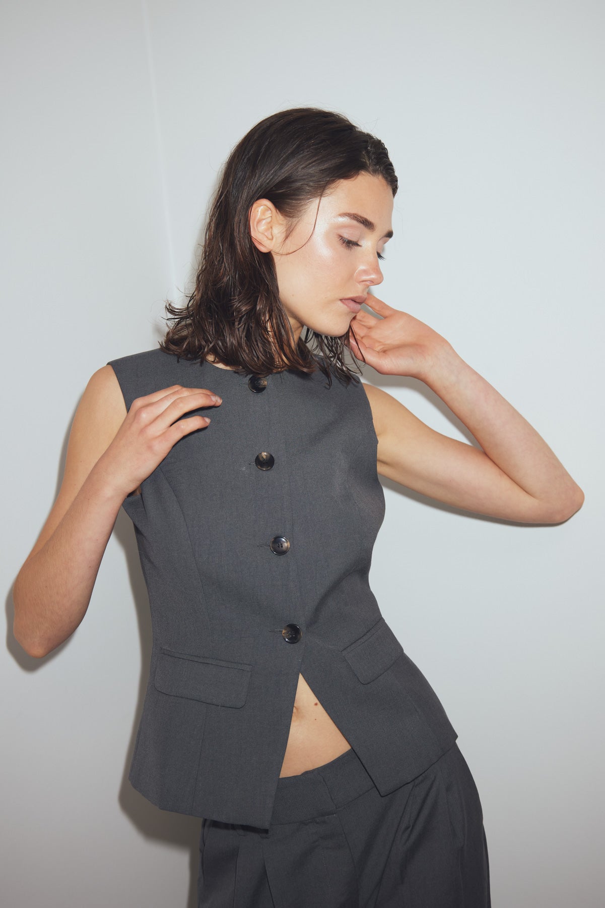 Noella N-Kasaunette Vest Charcoal Mel.
