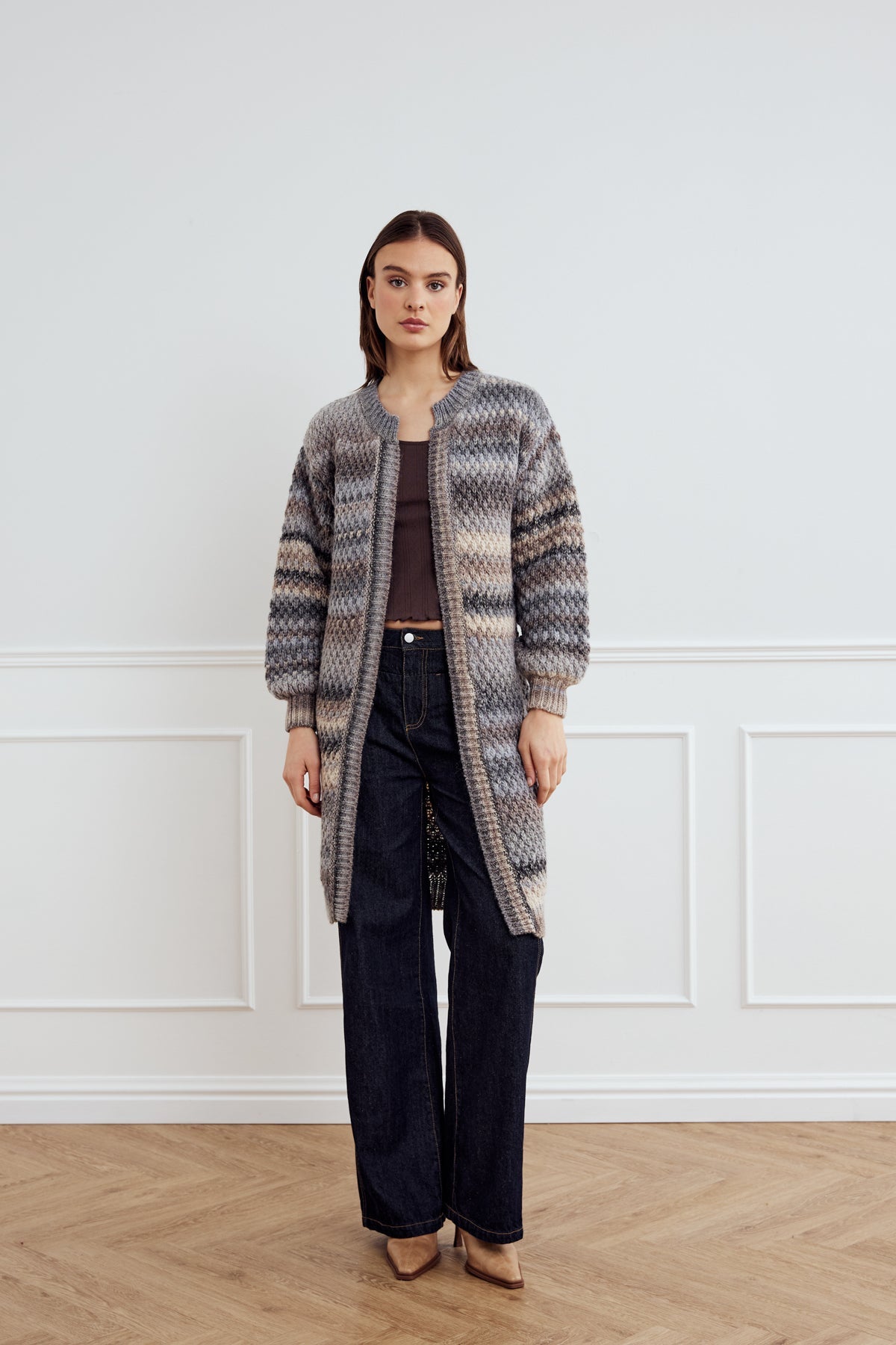 Noella Gio Knit Cardigan Light Grey Mix