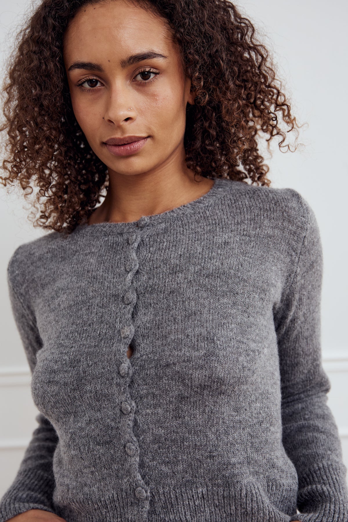 Noella Lya Knit Cardigan Dark Grey Melange