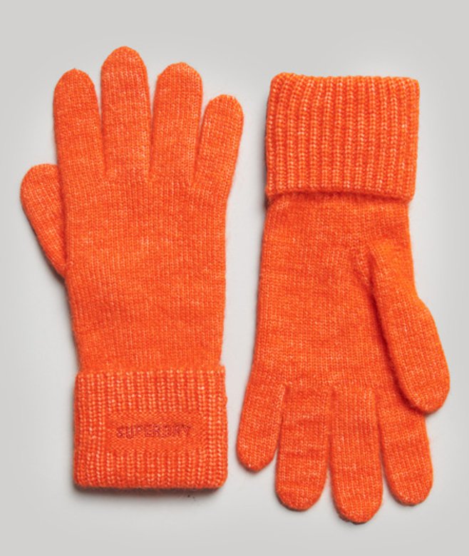 Superdry Essential Geribde Handschoenen Oranje