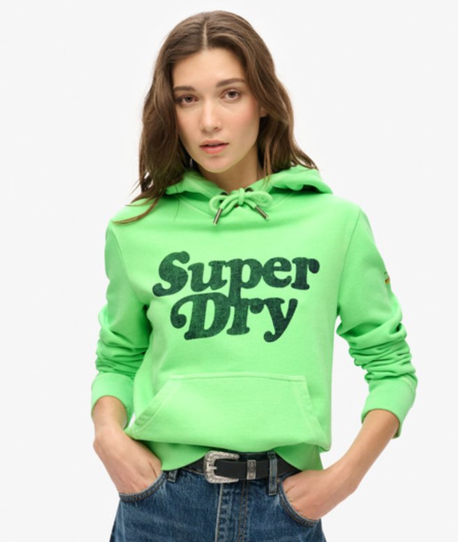 Superdry Cooper Hoodie met Logo in Bijpassende Kleur Groen