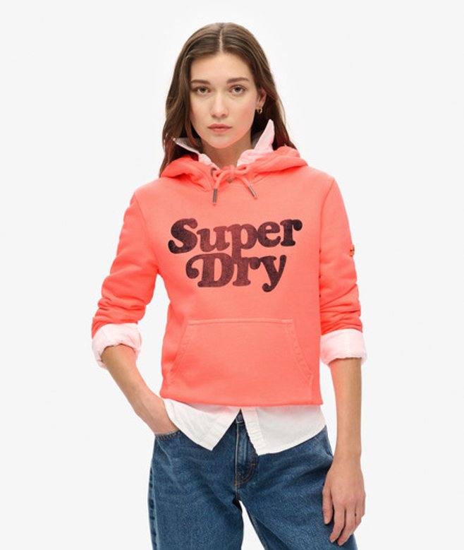Superdry Cooper Hoodie met Logo in Bijpassende Kleur Cream