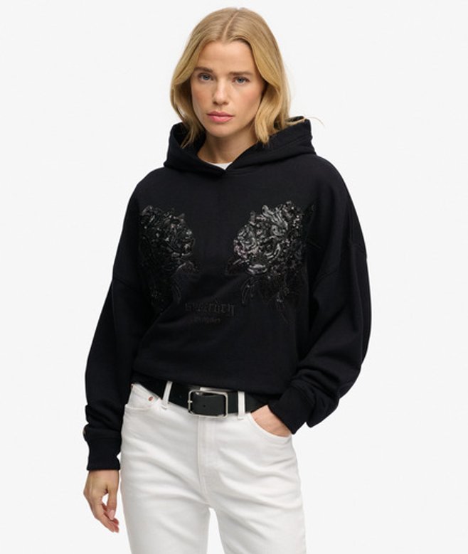 Superdry Oversized Hoodie met Tattoo Black