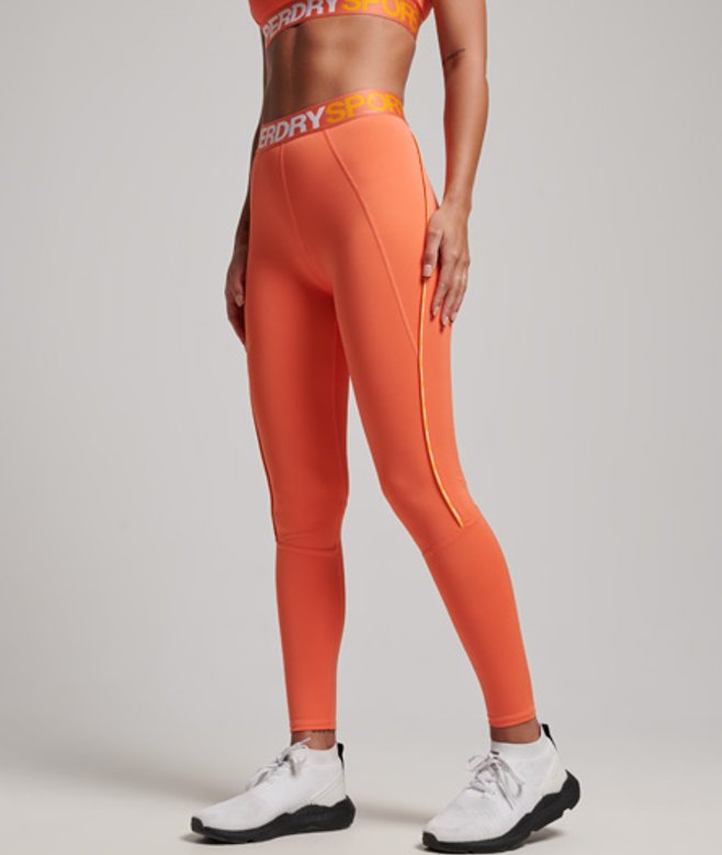 Superdry Elastische Strakke Legging met Train-merklogo Oranje