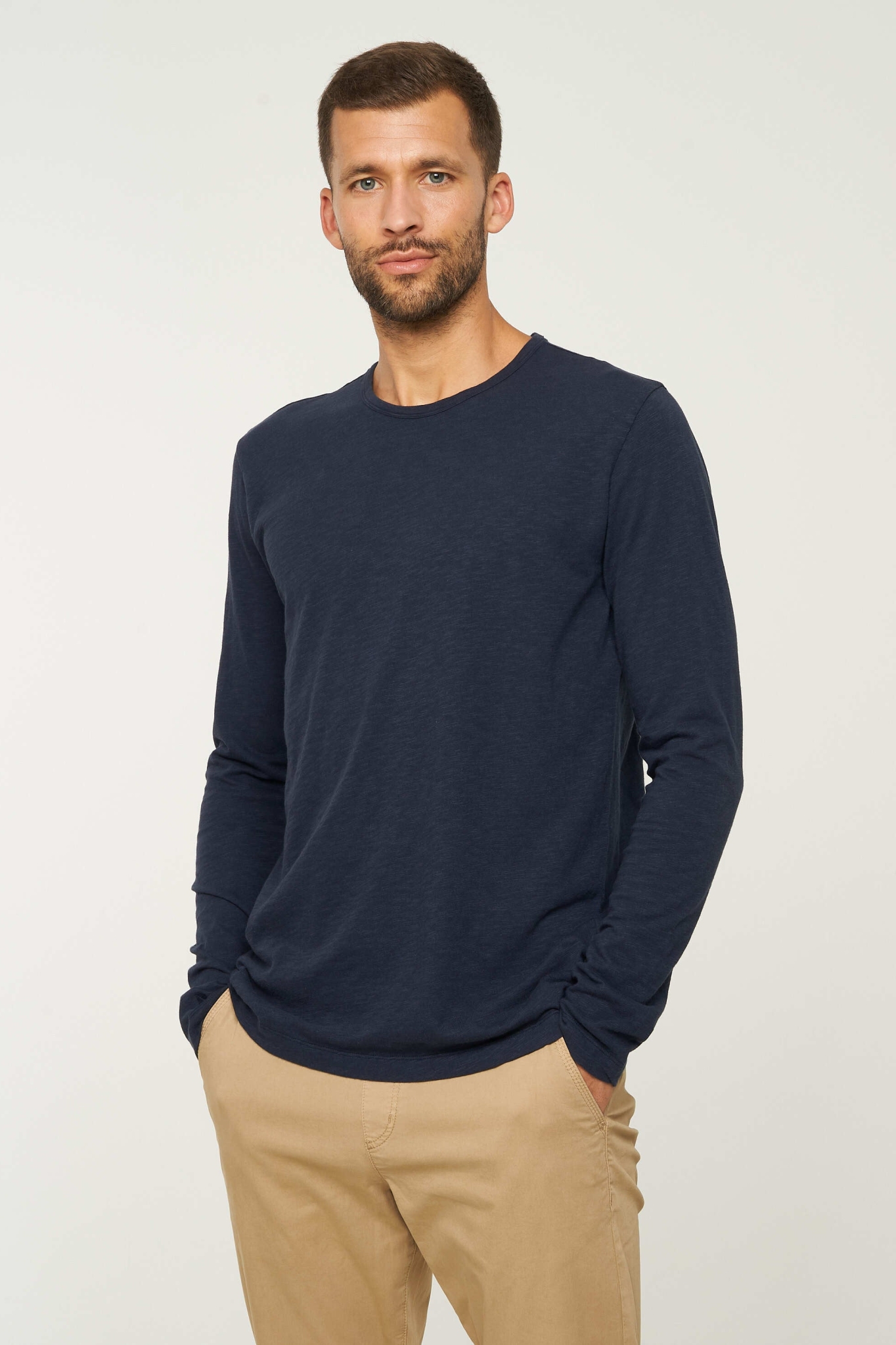 Recolution Herren vegan Langarmshirt Maca Dunkelblau