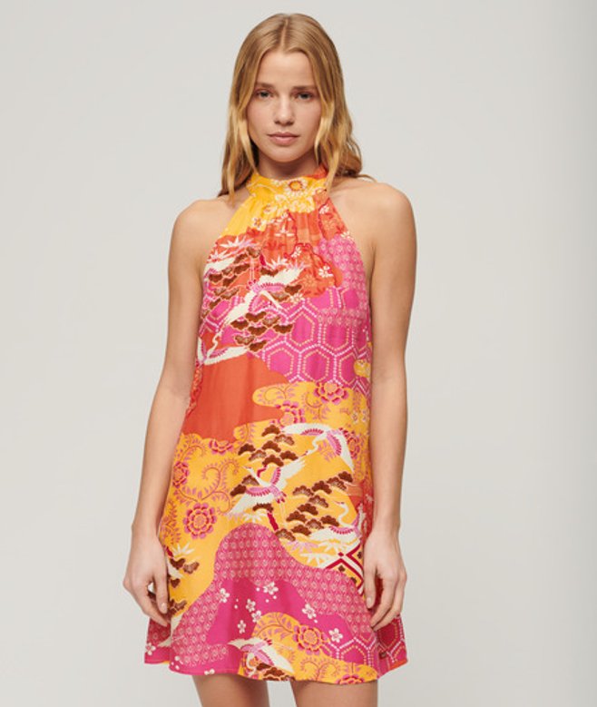 Superdry Mouwloze Mini-jurk met Print Geel