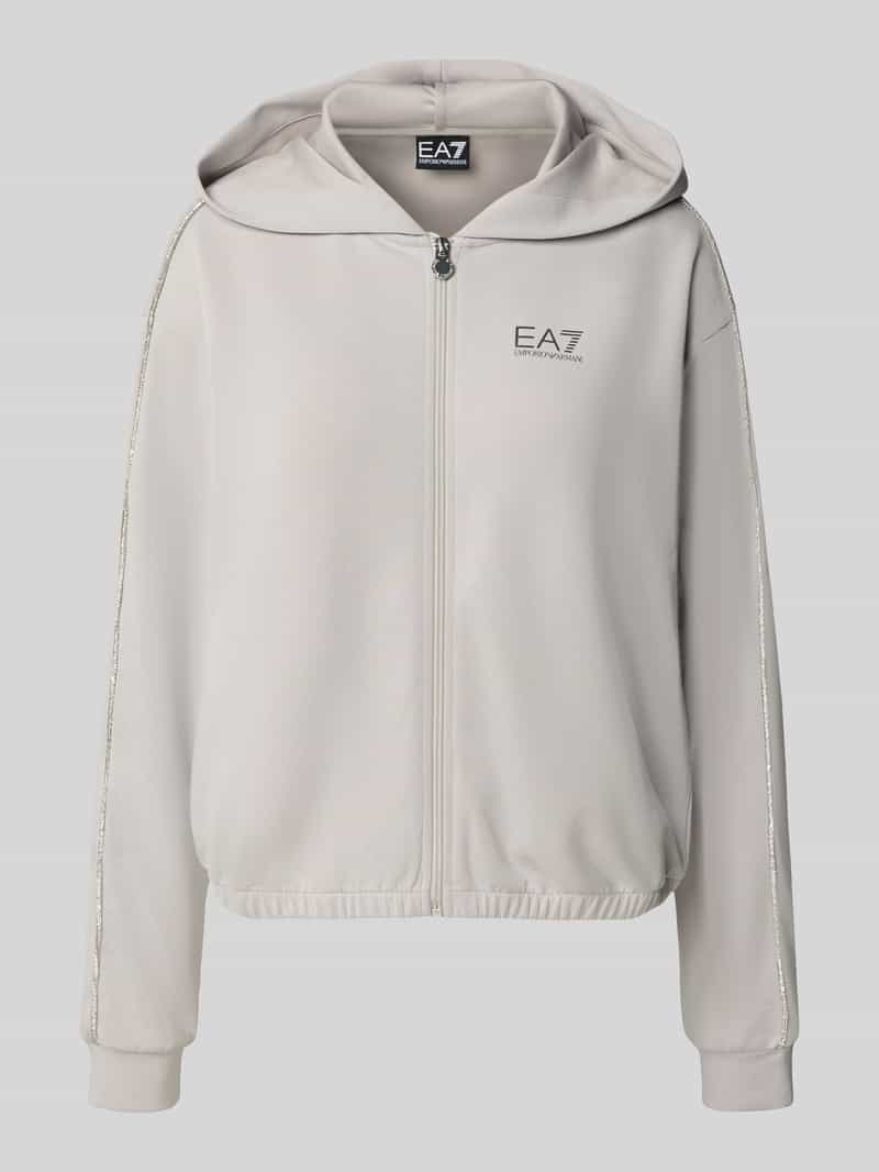 EA7 Emporio Armani Sweatjack met labelprint en ritssluiting