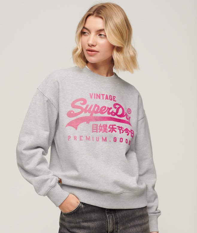 Superdry Ton sur ton Sweatshirt met Losse Pasvorm Grijs